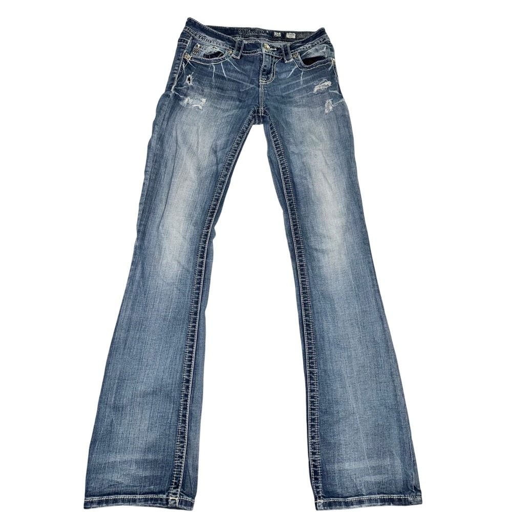 Miss Me Signature Bootcut Jeans Embroidered Pocket Size 26x31 JP7808B